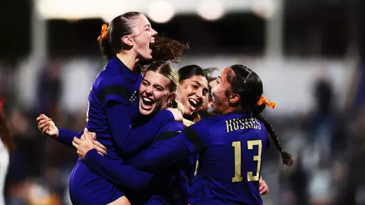Alex Buck, Kelsey Branson, Andrea Leyva and Samiah Shell celebrate a goal vs. Minnesota