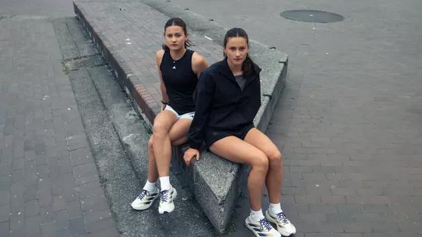 Hana and Amanda Moll modeling new adidas shoes