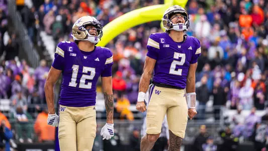 Denzel Boston and Demond Williams Jr. celebrate a TD