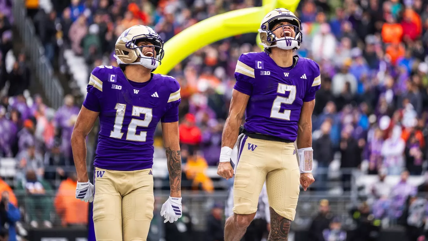 Denzel Boston and Demond Williams Jr. celebrate a TD