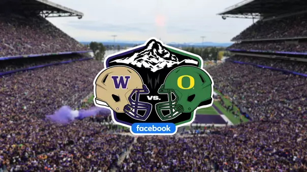 Graphic for UW vs. Oregon football game presented by Facebook