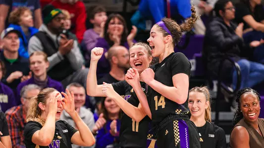 UW WBB Bench celebration vs. Rutgers
