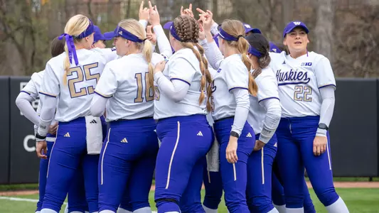 Softball Team Huddle at Michigan State April 19, 2025