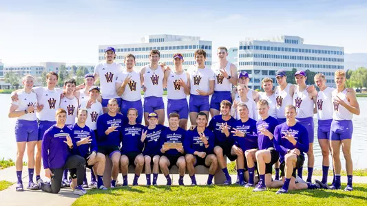 The University of Washington men’s rowing team competes against Stanford & Wisconsin at Redwood Shores in Redwood, CA on April 5 2025. (Photography by Scott Eklund/Red Box Pictures)
