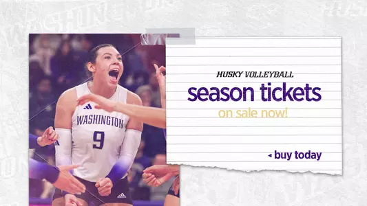 UW volleyball season ticket on sale graphic with Kierstyn Barton