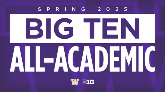 Purple graphic reading "Spring 2025 Big Ten All-Academic" with UW and B1G logos