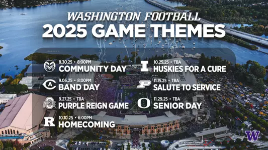 2025 UW football game themes graphic