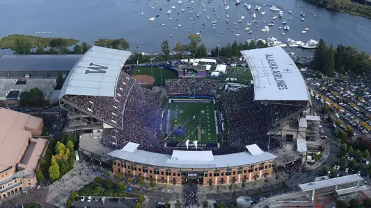 Husky Stadium ariel shot over Montlake