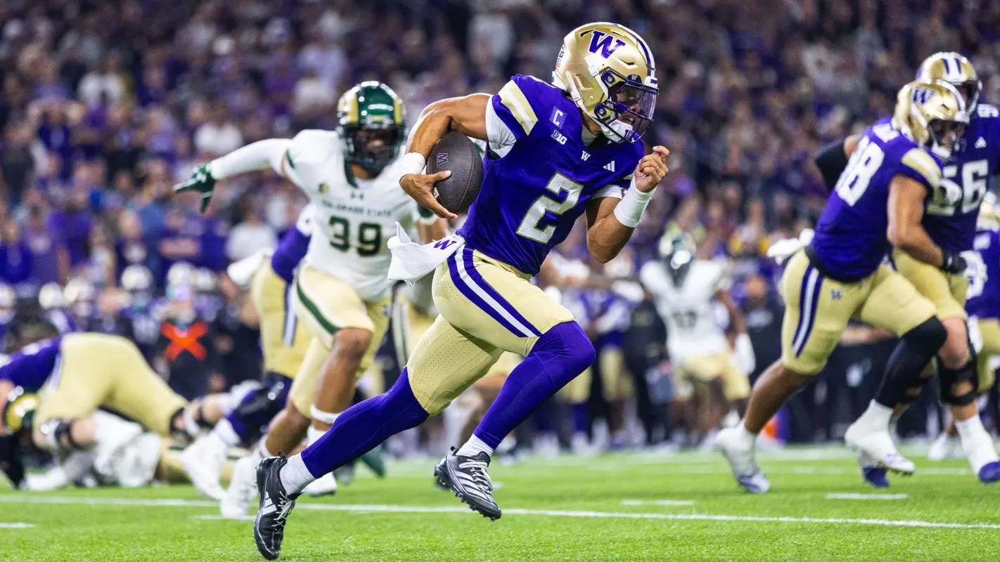 Demond Williams runs for a first down against Colorado State