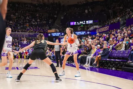 Teagan Brown looks for the open pass.