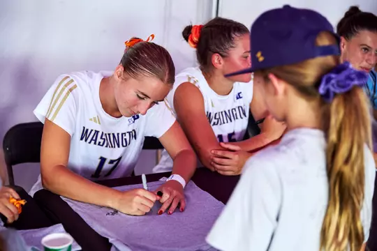 The University of Washington women’s soccer post match autographs