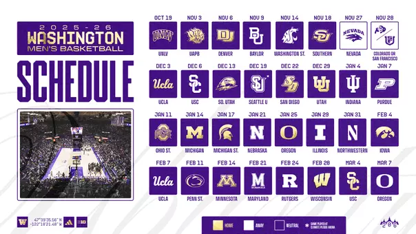 2025-26 Washington Men's Basketball Schedule Graphic