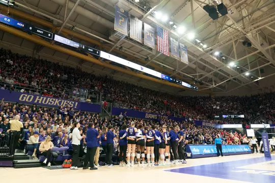 UW volleyball vs Nebraska in Seattle on November 9, 2024. Photo by David Ryder
