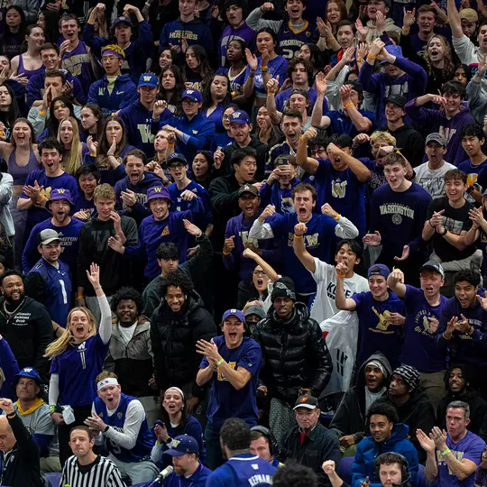 Husky fans at UW men's basketball game
