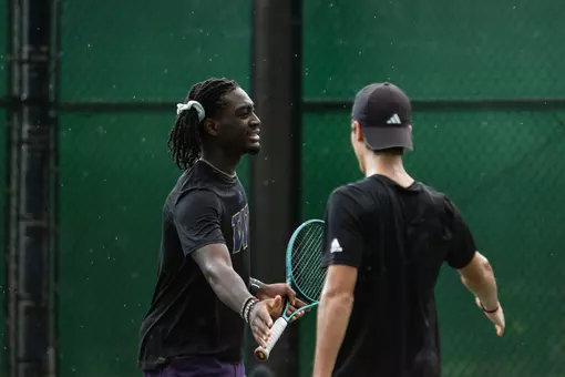 Stephane Kamendje warms up vs Hawaii