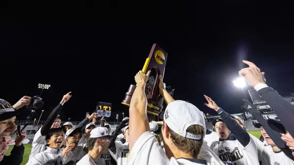 UW Men's Soccer celebrates it's 2025 NCAA title.