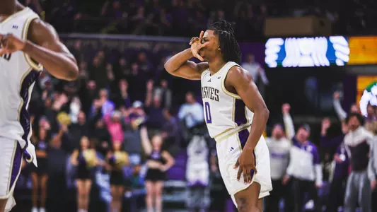 Quimari Peterson celebrates a three pointer vs. UCLA