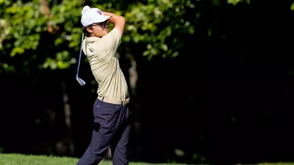 Jacob Goode follows shot after hitting the ball
