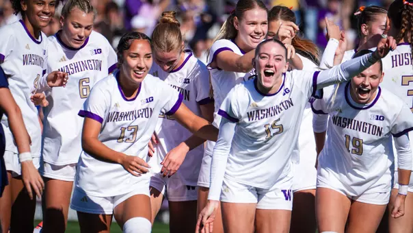 Washington celebrates Alex Buck's winning goal vs. Penn State