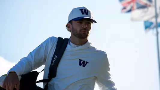 Brock Maulding walks off the first tee during the second round of the St Andrews Links Collegiate