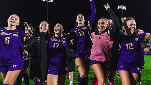 Team celebration following the 2-1 win over Iowa