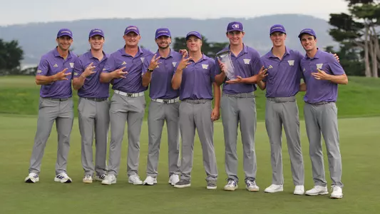 Washington men's golf team throws a dubs up with the 2026 Saint Mary's Invitational team championship trophy