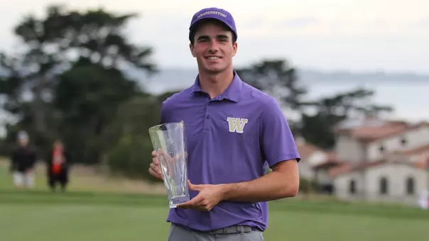 Hamish Farquharson holds the Saint Mary's Invitational Individual Trophy