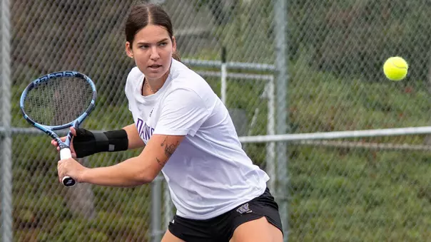 Alexia Marginean hits the ball during practice