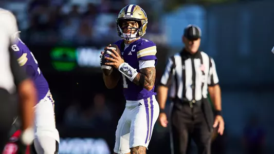 Demond Williams Jr. prepares to throw a pass against Eastern Washington
