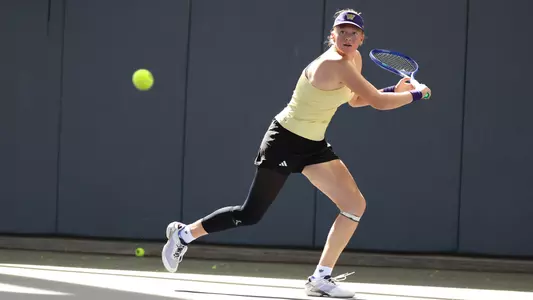 Karolina Kozakova prepares to hit the ball during ITA Northwest Regionals