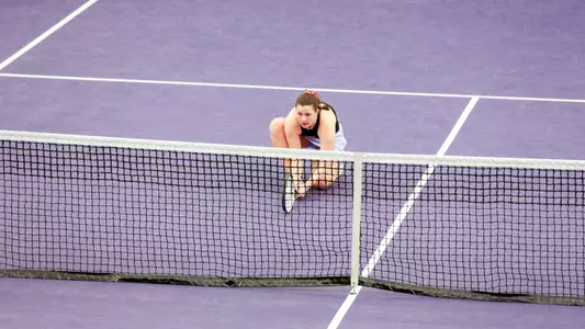 Carina Syrtveit awaits serve versus San Diego