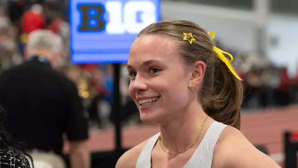 Chloe Foerster after winning 2025 Big Ten Indoor title