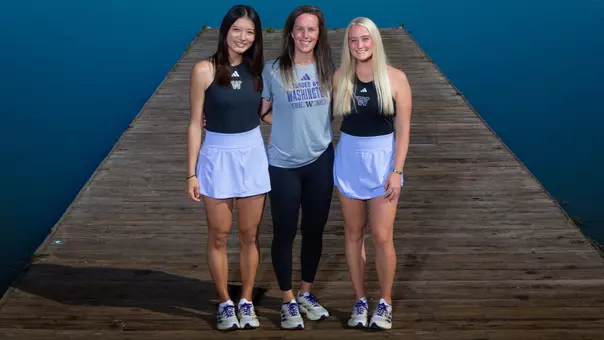 Erika Matsuda, Robin Stephenson and Reece Carter stand on the conibear dock