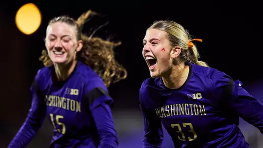 Kelsey Branson celebrates a goal vs. Minnesota