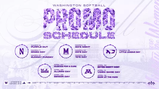 UW softball promo graphic