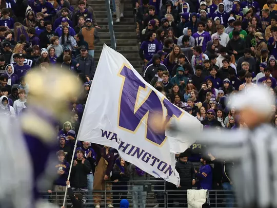 UW flag at a football game