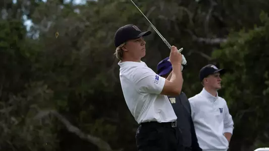 Emil Herstad hits a tee shot following the second round of the Western Intercollegiate