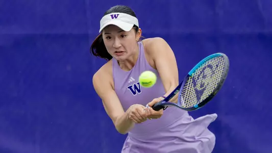 Erika Matsuda returns a rally against Wisconsin