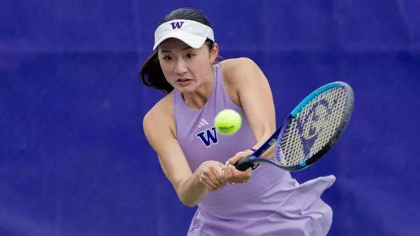 Erika Matsuda returns a rally against Wisconsin