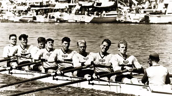 The Soviet Union men's national team eight-oared crew racing at the 1987 Windermere Cup in Seattle