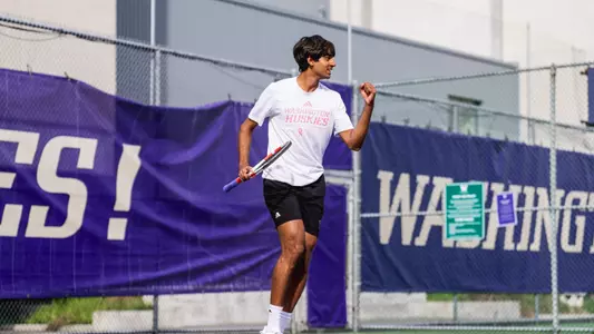 Rohan Belday with a fistpump after winning a point
