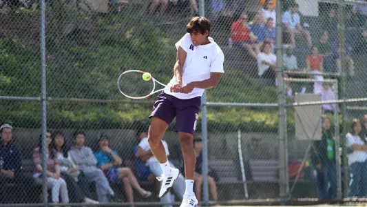 Rohan Belday hitting a backhand at Bill Quillian Stadium
