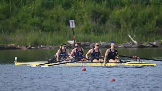 Washington women's varsity four racing at 2026 Big Ten Championships at Indianapolis Rowing Center, May 17, 2026