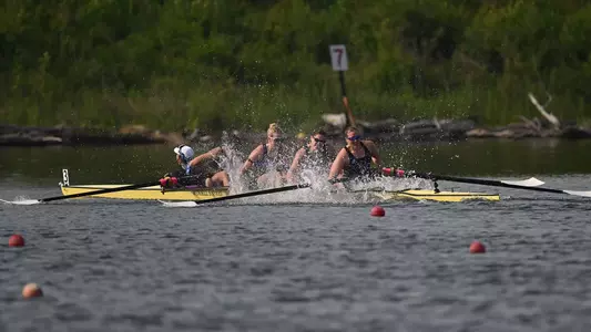 Washington women's second varsity four racing at 2026 Big Ten Championships at Indianapolis Rowing Center, May 17, 2026