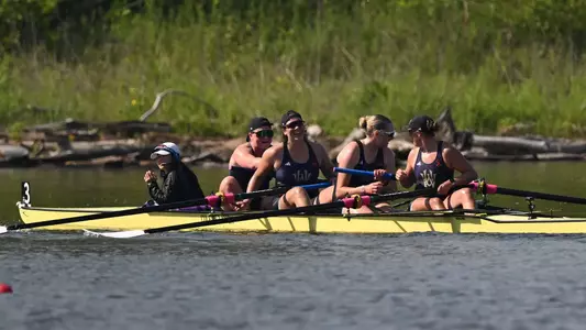 Washington women's third varsity four racing at 2026 Big Ten Championships at Indianapolis Rowing Center, May 17, 2026