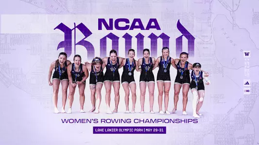 Graphic announcing that Washington's women's rowing team has been selected for the 2026 NCAA Championships
