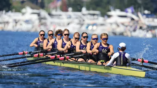 The Washington women's varsity eight rows in the 2026 Windermere Cup, May 2, 2026.