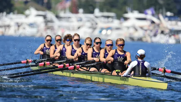 The Washington women's varsity eight rows in the 2026 Windermere Cup, May 2, 2026.