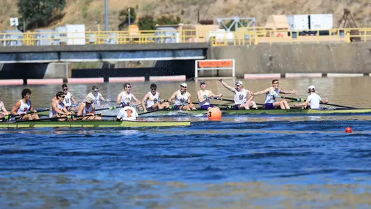 Washington's men's third varsity eight celebrates its win in the grand final at IRA National Championships 2026