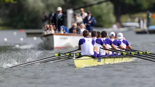 A uw men's rowing crew competes at Henley Royal Regatta in 2024
